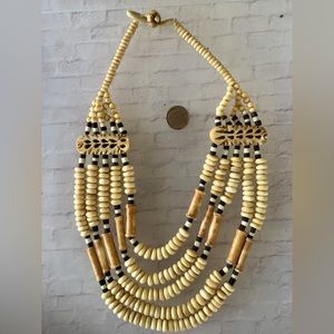 Antique Native American Indian Buffalo Bone Beaded Necklace